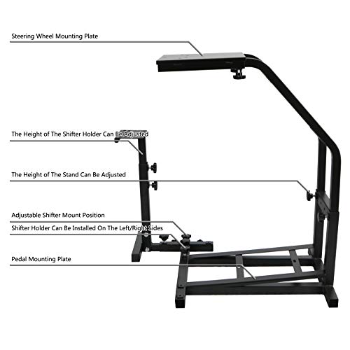 Soporte para volante de carreras no plegable, altura ajustable, compatible con Logitech G25, G27, G29, G920 Thrustmaster T80, T150, T300RS, TX, T500RS. Rueda y pedales no incluidos.