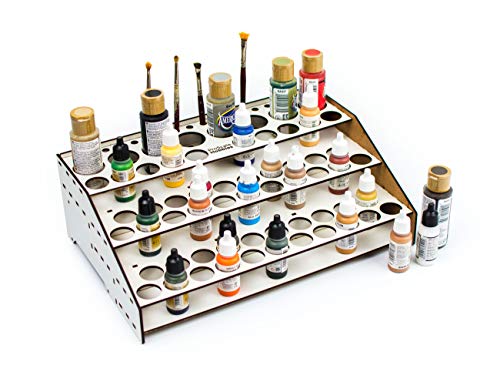 Soporte pinturas modelismo 2021 organizador pinturas modelismo accesorios maquetas warhammer kit paint stand rack organizar botes pinturas acrílicas pinceles miniaturas (A: Frontal con guías)