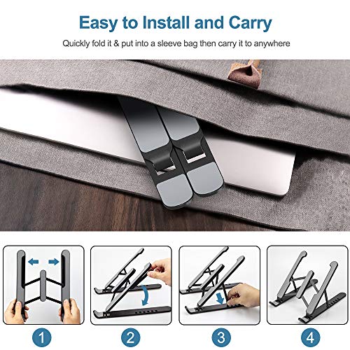 Soporte Portátil Mesa 6 Ángulos Ajustables, Plástico ABS + Silicona + aleación de Aluminio, Soporte Ordenador Ventilado Plegable, Laptop Stand, Ligero Soporte Mesa para Macbook DELL XPS, HP, PC Soporte Portátil Mesa 6 Ángulos Ajustables, Plástico ABS + Silicona + aleación de Aluminio, Soporte Ordenador Ventilado Plegable, Laptop Stand, Ligero Soporte Mesa para Macbook DELL XPS, HP, PC