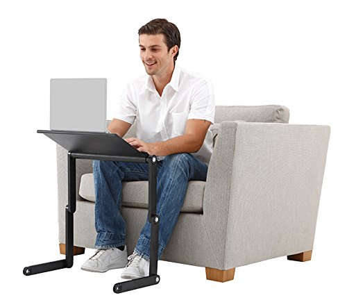 Soporte portátil y ajustable de aluminio para portátiles, Notebooks y Macbooks con ventiladores para CPU, de peso ultraligero, ergonómico, bandeja para la cama, posición parado o sentado