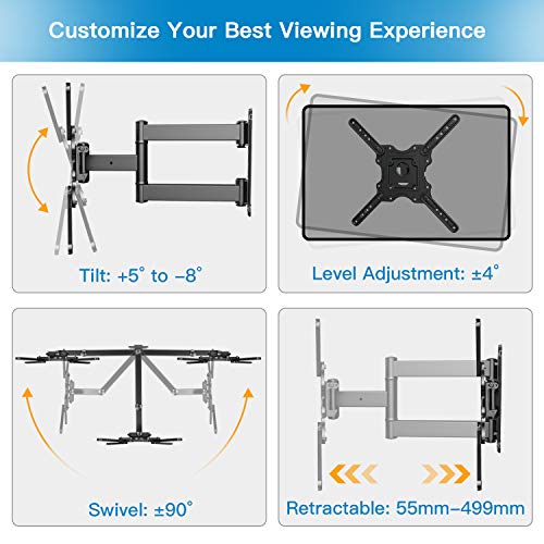 Soporte TV Universal Giratorio Inclinable y Extensible – Montaje TV Pared para Televisores 32"-55" Peso hasta 40kg, Máxima VESA 400x400