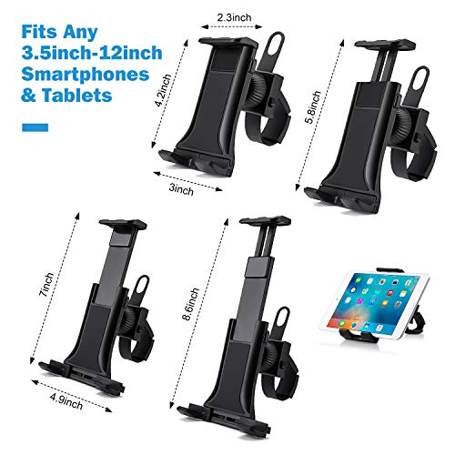 Soporte universal para teléfono o tableta para bicicleta giratoria, soporte portátil para smartphone y tableta, soporte giratorio ajustable de 360 ° para smartphones y tabletas de 3,5 a 12 pulgadas