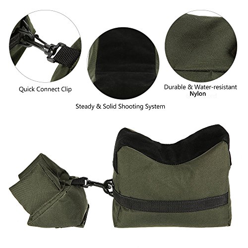 Soportes para Armas Resto Bolsa Apoyo de Arma Banco de Tiro Delantero Trasero,Bolsa combinada Delantera y Trasera con construcción Duradera y Resistente al Agua para Exteriores, Rango, Tiro,Caza,Verde