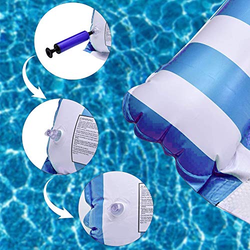 sopplea Hamaca Flotante, Hamaca de Agua 4 en 1 Piscina Tumbona Hamaca Inflable de Agua Flotante colchoneta Piscina Tumbona Flotante Hamaca Flotante para Adultos Cama Flotante de Agua (Azul)