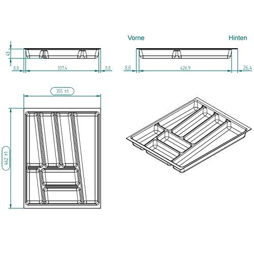Sotech SO-Tech® Cubertero ORGA-Box® II para Cajón de Nobilia 45 cm (Cubertero: 462 x 355 mm) Color Gris Argentado