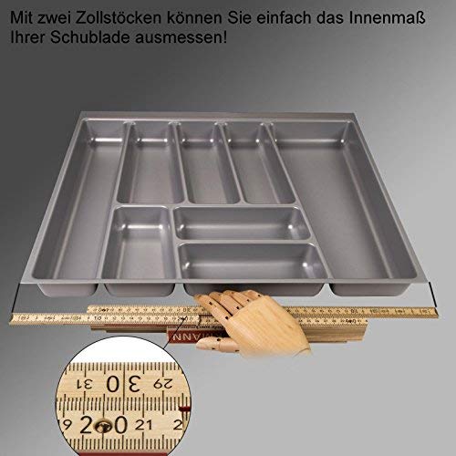 Sotech SO-Tech® Cubertero ORGA-Box® II para Cajón de Nobilia 45 cm (Cubertero: 462 x 355 mm) Color Gris Argentado