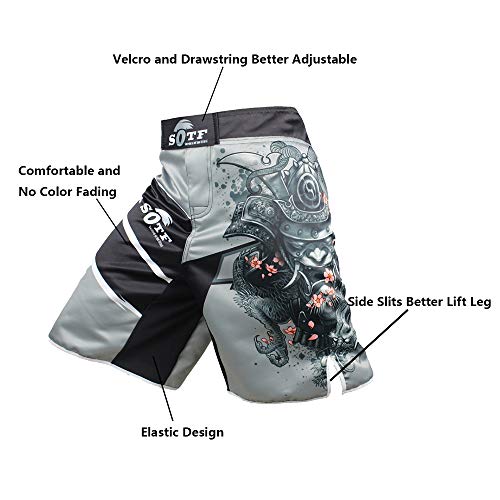 sotf Pantalones Cortos Shorts Modelo Samurai Ideales MMA K-1 Kick Boxing Boxeo Crossfit etc. (XL)