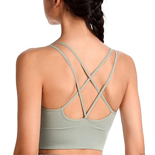 SotRong Brasier deportivo acolchado para mujer, con tirantes y espalda cruzada, soporte de impacto medio, para gimnasio, yoga, correr, brasier sexy para adolescentes Gilr