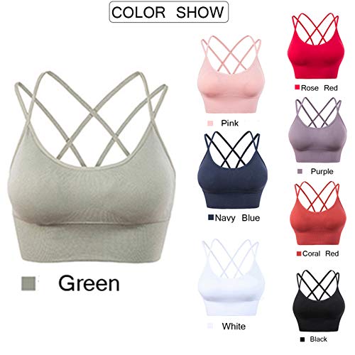 SotRong Brasier deportivo acolchado para mujer, con tirantes y espalda cruzada, soporte de impacto medio, para gimnasio, yoga, correr, brasier sexy para adolescentes Gilr SotRong Brasier deportivo acolchado para mujer, con tirantes y espalda cruzada, soporte de impacto medio, para gimnasio, yoga, correr, brasier sexy para adolescentes Gilr
