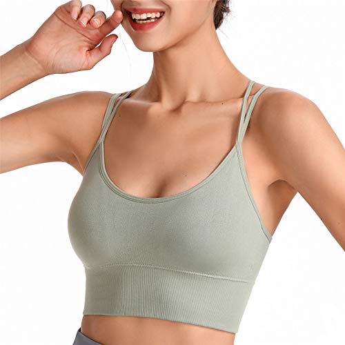 SotRong Brasier deportivo acolchado para mujer, con tirantes y espalda cruzada, soporte de impacto medio, para gimnasio, yoga, correr, brasier sexy para adolescentes Gilr SotRong Brasier deportivo acolchado para mujer, con tirantes y espalda cruzada, soporte de impacto medio, para gimnasio, yoga, correr, brasier sexy para adolescentes Gilr