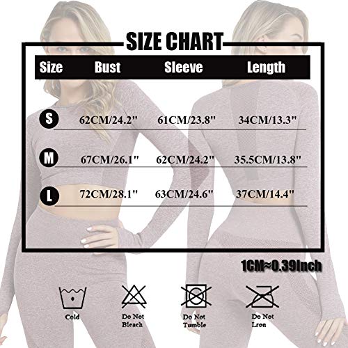 SotRong - Camiseta de manga larga para mujer, sin costuras, para yoga, gimnasio, gimnasio, fitness, entrenamiento, correr, con agujero para el pulgar SotRong - Camiseta de manga larga para mujer, sin costuras, para yoga, gimnasio, gimnasio, fitness, entrenamiento, correr, con agujero para el pulgar