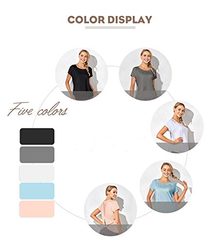 SotRong Camiseta deportiva de manga corta para mujer, con espalda abierta, para gimnasio, yoga, de secado rápido, ropa de fitness SotRong Camiseta deportiva de manga corta para mujer, con espalda abierta, para gimnasio, yoga, de secado rápido, ropa de fitness