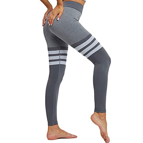 SotRong Leggings de Gimnasia de Cintura Alta Para Mujer Medias de Compresión sin Costuras de Entrenamiento Pantalones Activos de Levantamiento de Glúteos Gris S