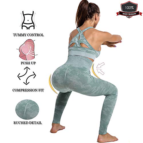 SotRong Mallas Camuflaje Deportivas Mujer Leggins Yoga Pantalones Elastico Cintura Altura Polainas para Running Pilates Fitness Leggings Verde L SotRong Mallas Camuflaje Deportivas Mujer Leggins Yoga Pantalones Elastico Cintura Altura Polainas para Running Pilates Fitness Leggings Verde L