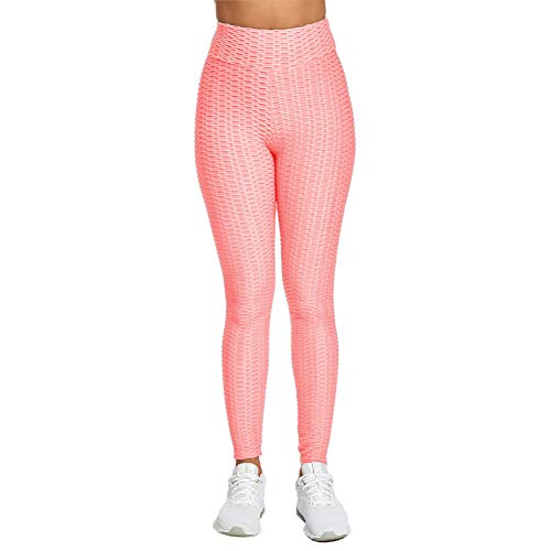 SotRong Mujeres Sexy Leggings Deportivos de Cintura Alta Push Up Pantalones de Yoga Estiramiento Entrenamiento Ropa de Gimnasia Ropa Deportiva Femenina Rosa L