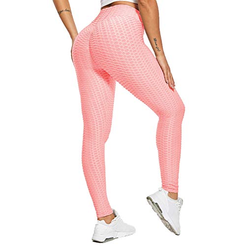 SotRong Mujeres Sexy Leggings Deportivos de Cintura Alta Push Up Pantalones de Yoga Estiramiento Entrenamiento Ropa de Gimnasia Ropa Deportiva Femenina Rosa L