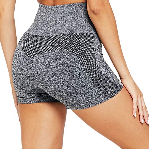 SotRong Mujeres Skinny Hot Pant Seamless Running Sports Yoga Pantalones Cortos Compression Fitness Shorts Gris L