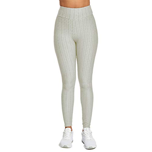 SotRong Pantalones de Yoga Deportivos de Cintura Alta para Mujer Sin Costuras Push Up Control de Barriga Gimnasio Entrenamiento Fitness Leggings Señoras Ropa Deportiva Gris L