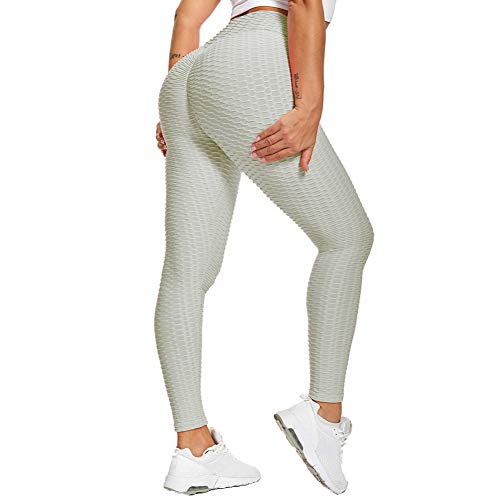 SotRong Pantalones de Yoga Deportivos de Cintura Alta para Mujer Sin Costuras Push Up Control de Barriga Gimnasio Entrenamiento Fitness Leggings Señoras Ropa Deportiva Gris L