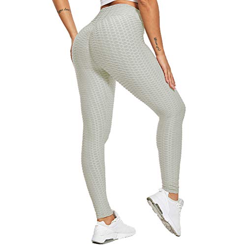 SotRong Pantalones de Yoga Deportivos de Cintura Alta para Mujer Sin Costuras Push Up Control de Barriga Gimnasio Entrenamiento Fitness Leggings Señoras Ropa Deportiva Gris L