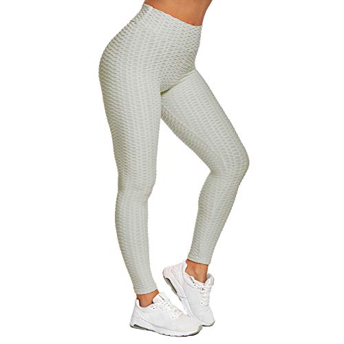 SotRong Pantalones de Yoga Deportivos de Cintura Alta para Mujer Sin Costuras Push Up Control de Barriga Gimnasio Entrenamiento Fitness Leggings Señoras Ropa Deportiva Gris L