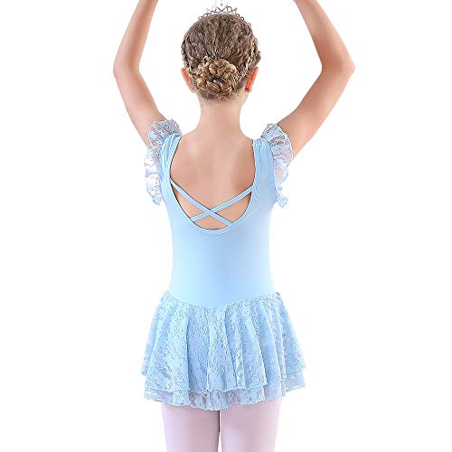 Soudittur Maillot de Ballet Niña Vestido de Danza Baile Tutú Leotardo Algodón Gimnasia Clásico Sin Mangas con Faldas de Encaje en Azul (8-9 Años) Soudittur Maillot de Ballet Niña Vestido de Danza Baile Tutú Leotardo Algodón Gimnasia Clásico Sin Mangas con Faldas de Encaje en Azul (8-9 Años)