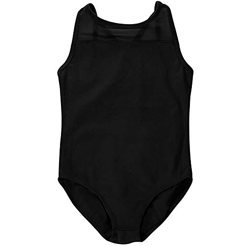 Soudittur Maillot de Ballet para Niña Sin Mangas Danza Clásico Body Leotardo Malla Gimnasia Ritmica en Negro (12-13 Años)