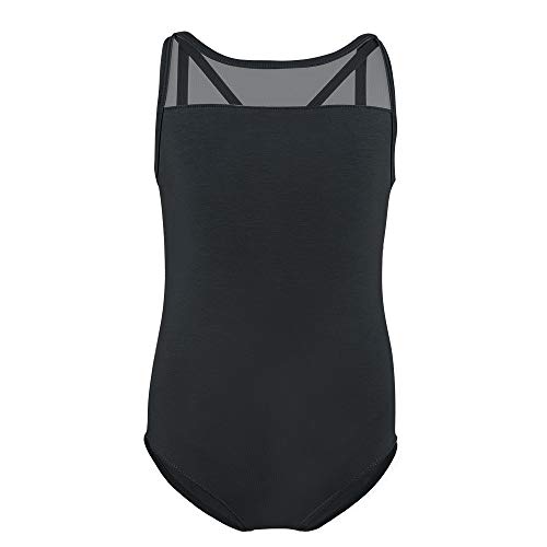 Soudittur Maillot de Ballet para Niña Sin Mangas Danza Clásico Body Leotardo Malla Gimnasia Ritmica en Negro (12-13 Años)