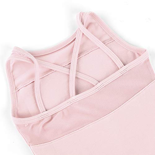 Soudittur Maillot de Ballet para Niña Sin Mangas Danza Clásico Body Leotardo Malla Gimnasia Ritmica en Rosa (4-5 Años)