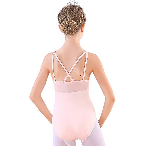 Soudittur Maillot de Ballet para Niña Sin Mangas Danza Clásico Body Leotardo Malla Gimnasia Ritmica en Rosa (4-5 Años)