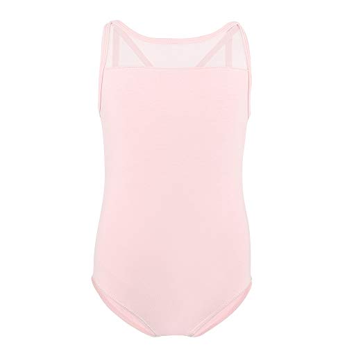 Soudittur Maillot de Ballet para Niña Sin Mangas Danza Clásico Body Leotardo Malla Gimnasia Ritmica en Rosa (4-5 Años)