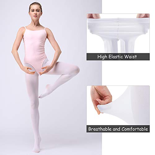 Soudittur Medias de Ballet Danza Para Niñas y Mujer 90 DEN en Blanco, Rosa