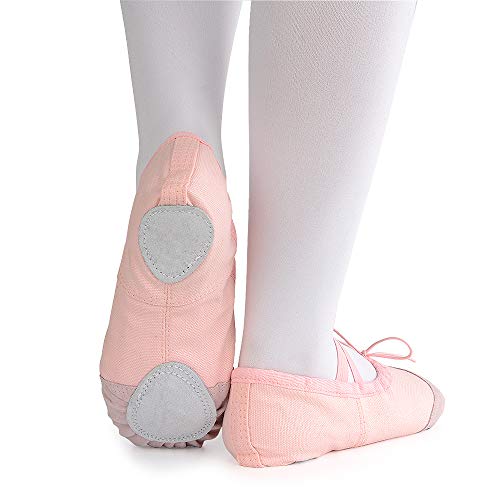Soudittur Zapatillas de Ballet Suela Partida de Cuero Calzado de Danza para Niña y Mujer Adultos Rosa Tallas 24