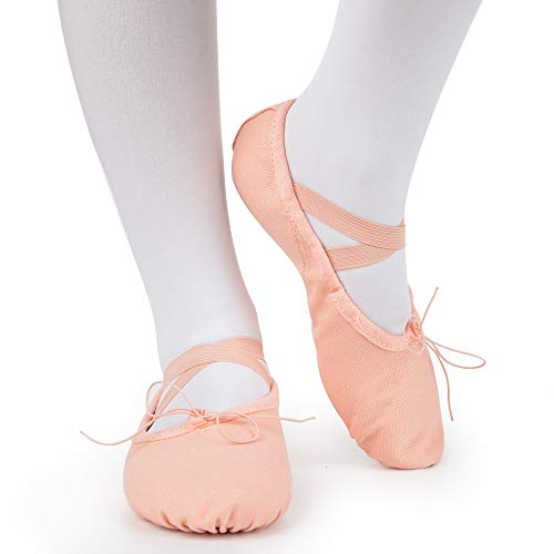 Soudittur Zapatillas Media Punta de Ballet - Calzado de Danza para Niña y Mujer Adultos Rosa Suela Partida de Cuero Tallas 23