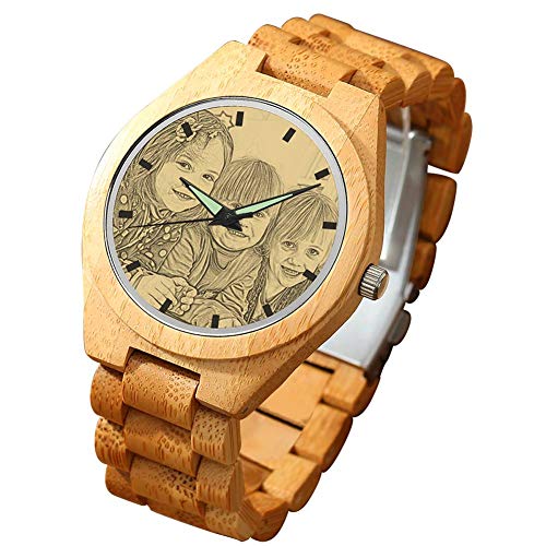 SOUFEEL Reloj Madera Personalizado Foto y Grabado Punteros Luminosos Cuarzo Regalo Personalizado para Familia Hombre Mujer Amigo Pareja SOUFEEL Reloj Madera Personalizado Foto y Grabado Punteros Luminosos Cuarzo Regalo Personalizado para Familia Hombre Mujer Amigo Pareja