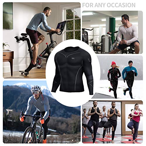 Souke Sports-Camiseta Compresion Hombre Manga Larga,Baselayer Camisetas Deportivas para Ejercicio Gimnasio Entrenamiento Cruzado Correr Pilates Ciclismo