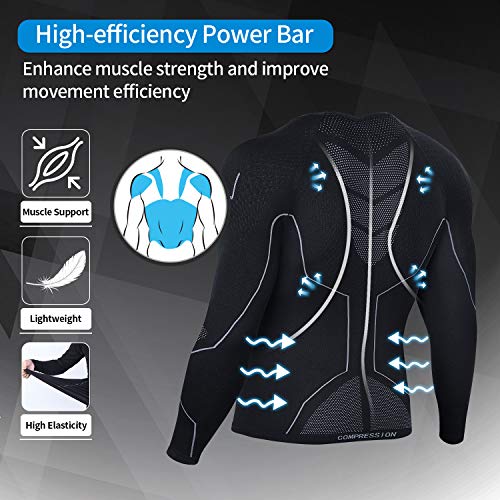 Souke Sports-Camiseta Compresion Hombre Manga Larga,Baselayer Camisetas Deportivas para Ejercicio Gimnasio Entrenamiento Cruzado Correr Pilates Ciclismo