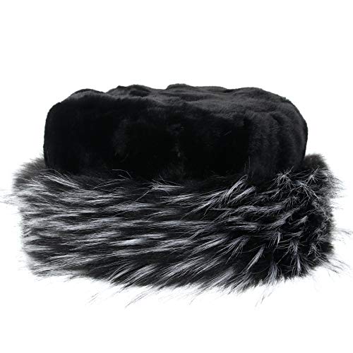 soul young Gorro de Mujer de Zorro Falso de Piel Cossack en Estilo Ruso Leopardo(Negro&Blanco)