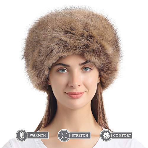 soul young Sombrero de Invierno del Estilo Ruso de la Piel Falsa de Las Mujeres Sombreros de Las Tapas de esquí de la Moda(Marrón) soul young Sombrero de Invierno del Estilo Ruso de la Piel Falsa de Las Mujeres Sombreros de Las Tapas de esquí de la Moda(Marrón)