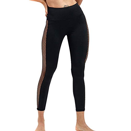 Soulitem Ancho Lado Malla Leggings Sports Pantalones Cadera Levantamiento Cintura Alta Mujer Pantalones Fitness Modular Pantalones - Uno Color, Large