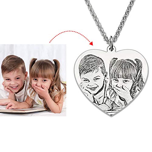 Souljewelry Collar Personalizado con Mensajes y Foto Colgante de Corazón de Acero Titanio para Hombre Mujer Unisex Regalos para Parejas Familias Amigos Color Dorado y Plateado