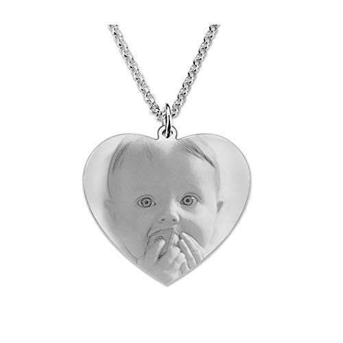 Souljewelry Collar Personalizado con Mensajes y Foto Colgante de Corazón de Acero Titanio para Hombre Mujer Unisex Regalos para Parejas Familias Amigos Color Dorado y Plateado