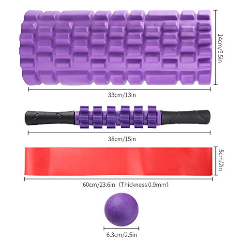 Soulpala 5pcs Foam Roller Masaje Kit con Rejilla de Liberación Miofascial, con Rodillos de Espuma, Roller Stick, Bolas Masaje y Bandas de Resistencia Relajar Piernas y Partes Cuerpo Adoloridas