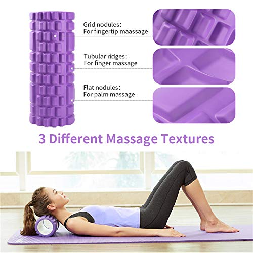 Soulpala 5pcs Foam Roller Masaje Kit con Rejilla de Liberación Miofascial, con Rodillos de Espuma, Roller Stick, Bolas Masaje y Bandas de Resistencia Relajar Piernas y Partes Cuerpo Adoloridas