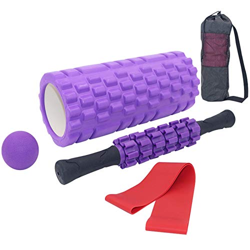 Soulpala 5pcs Foam Roller Masaje Kit con Rejilla de Liberación Miofascial, con Rodillos de Espuma, Roller Stick, Bolas Masaje y Bandas de Resistencia Relajar Piernas y Partes Cuerpo Adoloridas