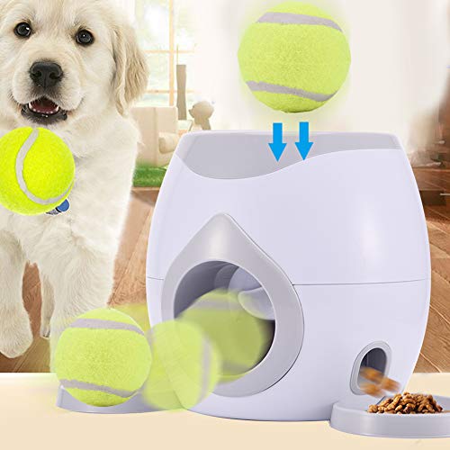 soundwinds Automático Pelota para Mascotas Juguete Interactivo para Perros Perro de Juguete Perro Lanzador de Pelotas de Tenis Máquina de recompensa de Alimentos Comedero Lento Puzzle de Juguete para