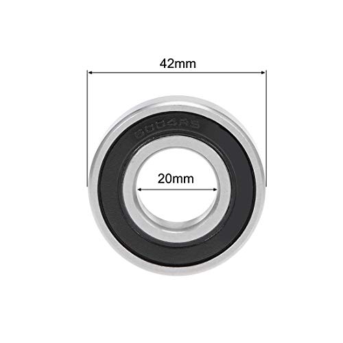 sourcing map 6004-2RS Rodamiento de bolas 20x42x12mm Rodamientos ABEC-3 de doble sellado 2 piezas