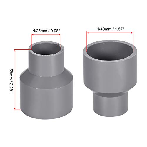 sourcing map Acoplamiento Reductor PVC Cubo por Cubo, Instalación Tuberías DWV Desagüe Residuos Ventilación 40 mm x 25 mm, 5 piezas