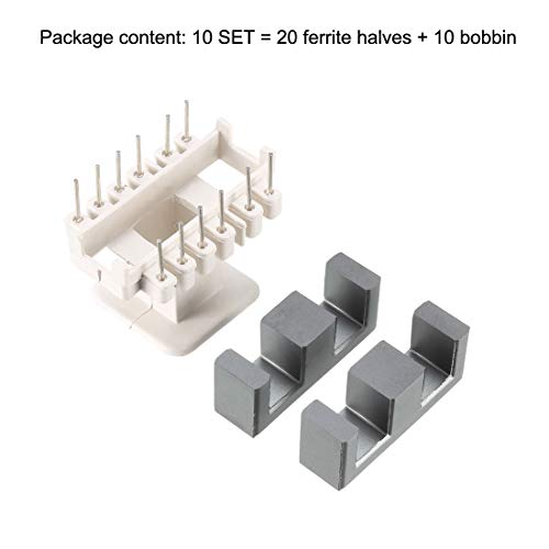 sourcing map Bobina transformadora Núcleo ferrita, Juego Mitades ferrita vertical y bobina 10 juegos EE35