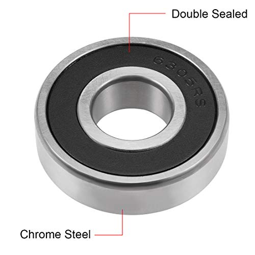 sourcing map Rodamiento ABEC-3 6200-6300 Rodamiento de Bolas 6305-2RS (2 Pack)